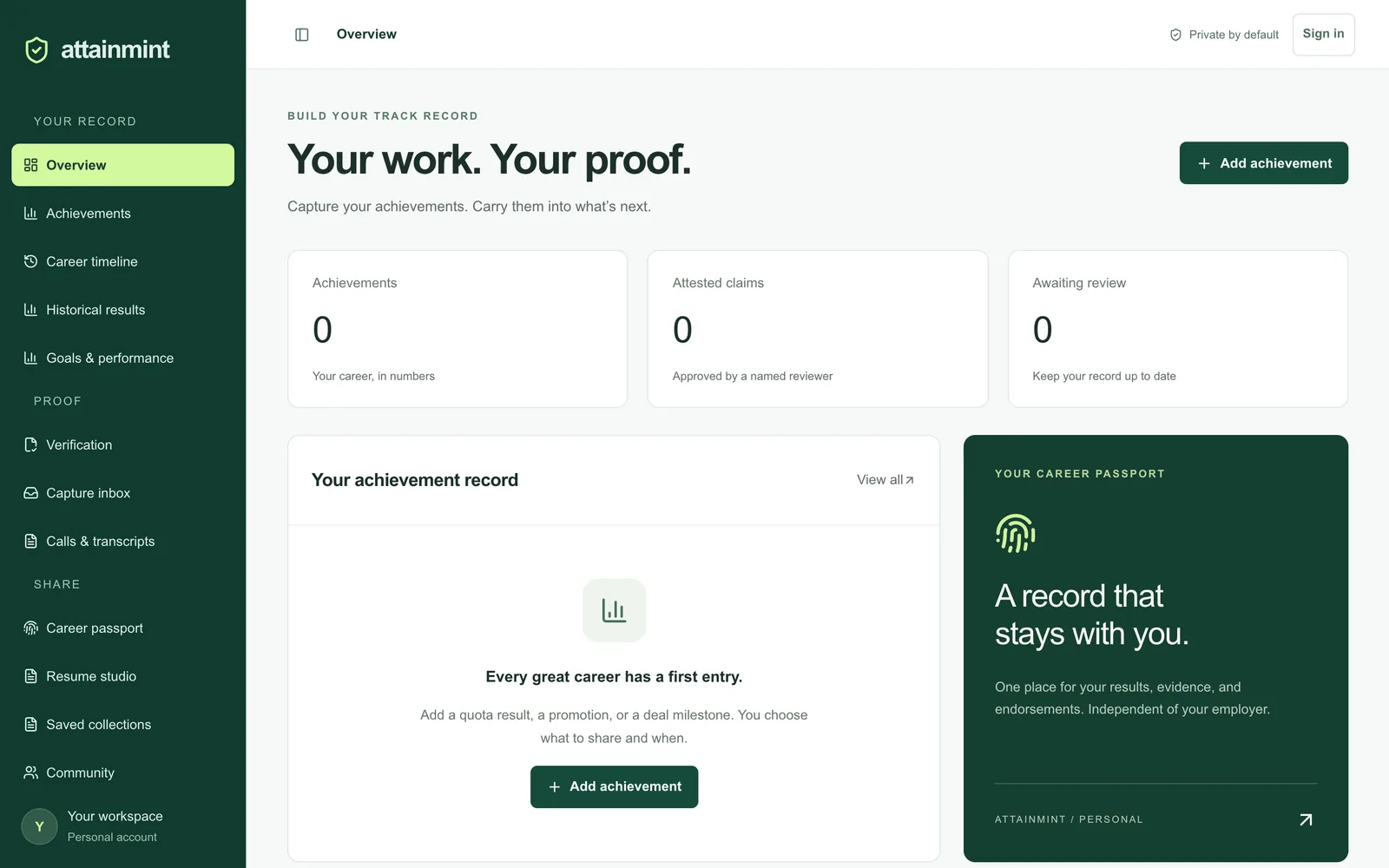 Your record, owned by you rather than your employer.