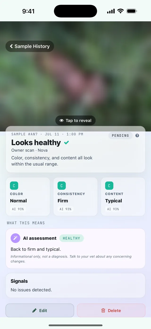 A sample read for colour, consistency and content.