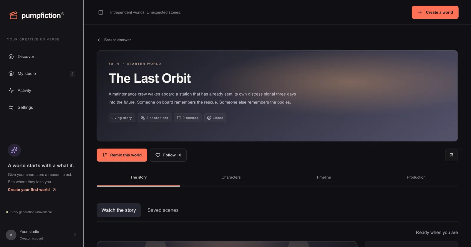 A world page: The Last Orbit.